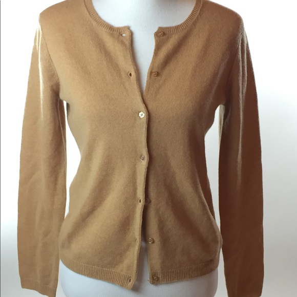 Camel colored cashmere small cardigan - Picture 1 of 5